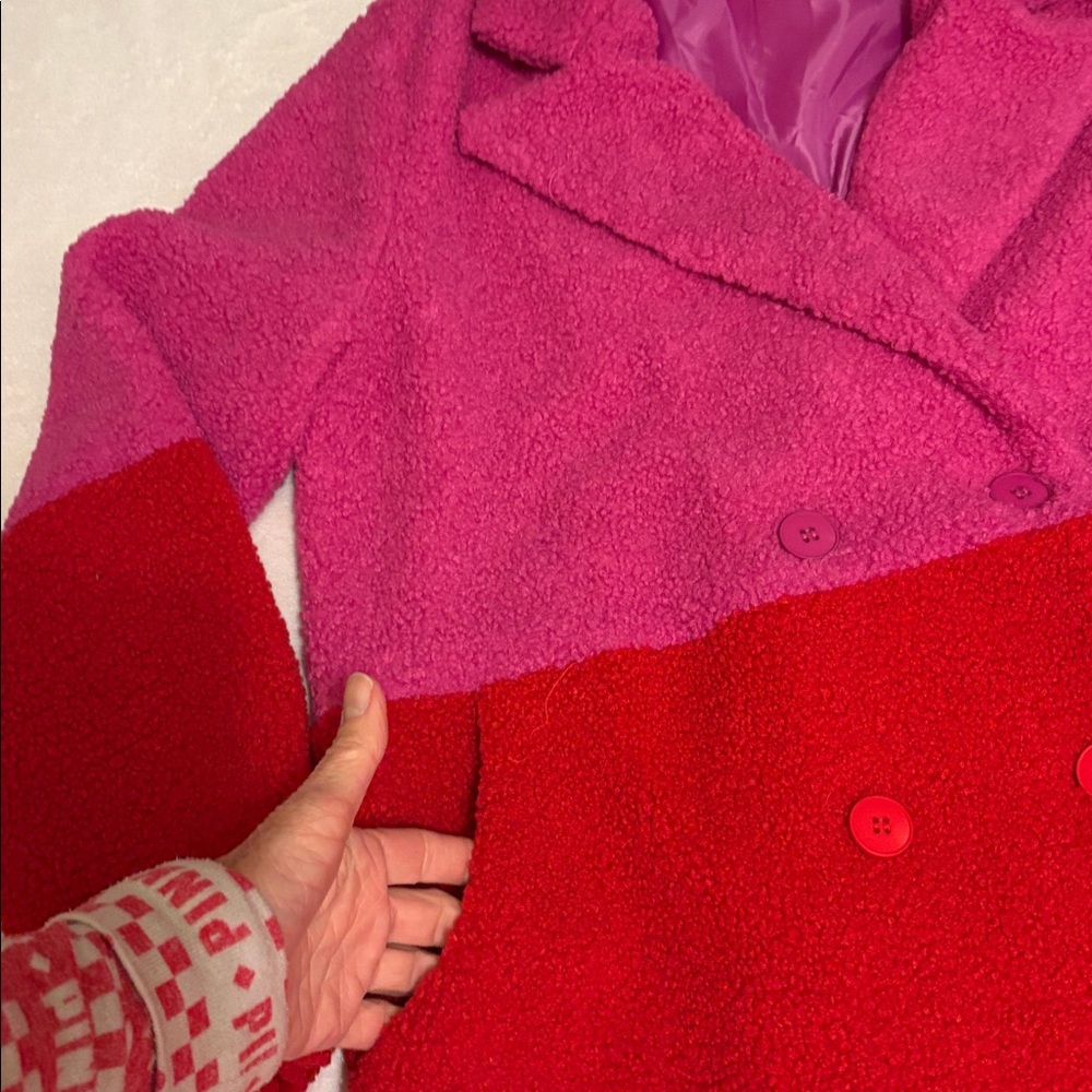 TCEC Two-Tone Pink and Red Teddy Jacket - Picture 4 of 5